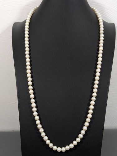 OFF WHITE Collana di perle rotonde vintage bianco sporco con perle finte 30 a strati retrò