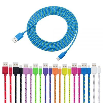 Fabric Braided Data Sync MICRO USB Charger Cable FOR Samsung Lg Sony Nokia htc - Image 1 of 4
