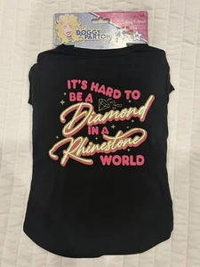 Doggy Parton dog t-shirt-M-Blk"it's hard to be a diamond in a rhinestone world" - Picture 1 of 5
