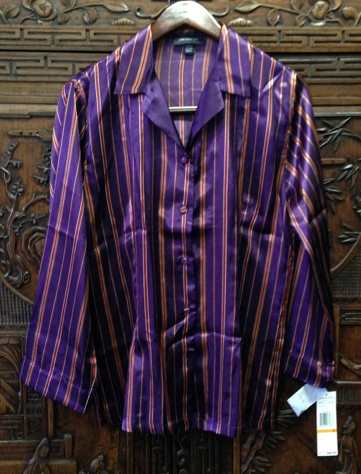 New Jones New York Women Plum Stripes Pajama Top, Small - Image 1 of 1