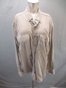 Carhartt Size L Mens Cotton Beige Pocket Button Down Outdoor Utility Shirt 084 - Picture 1 of 11