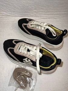 Tory Burch Women's Good Luck Trainer Lace Up Sneakers Black Cream Size 6.5 - Picture 1 of 10