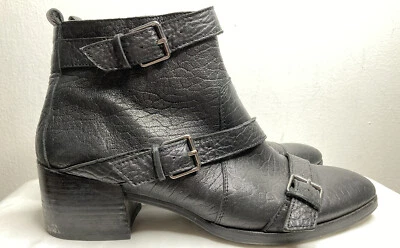 Botas de tornozelo femininas Banana Republic tamanho 8.5 pretas fivela - Imagem 1 de 4