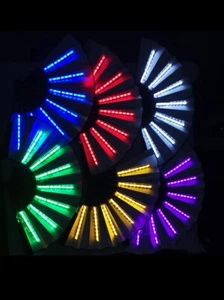 LED LIGHT UP FAN-(Send color to dm) Bamboo Hand Folding Fan Rave - Picture 1 of 3