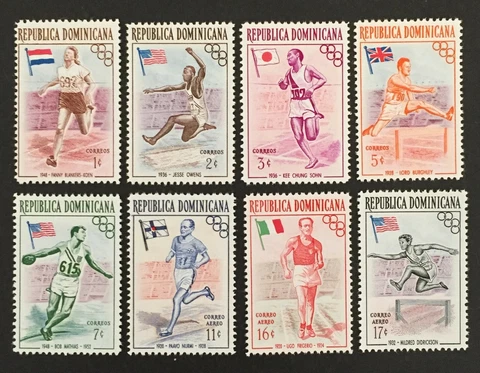 Dominican Republic  1957 Olympic Set Scott # 474-8, C97 -99 Mint NH Complete Cover