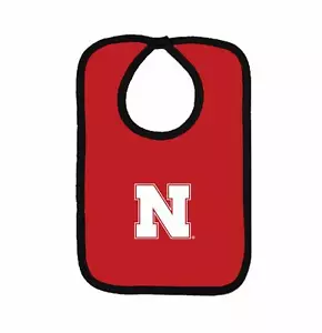 Nebraska Cornhuskers Team Lätzchen Neugeborenes Baby 100 % Baumwolle Zelcro Verschluss NEU - Bild 1 von 1