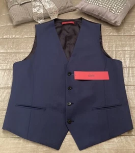 HUGO BOSS Men’s Navy Waistcoat Size 42R Blue Designer Virgin Wool Blend RRP £130 - Picture 1 of 19