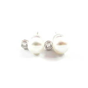 Pendientes de perla cultivada de agua dulce blancos con plata de ley 925 8,5-9,0 mm - Imagen 1 de 4