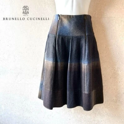 Brunello Cucinelli 喇叭裙羊毛尼龙 42 码意大利制造 — 第 1/4 张图片