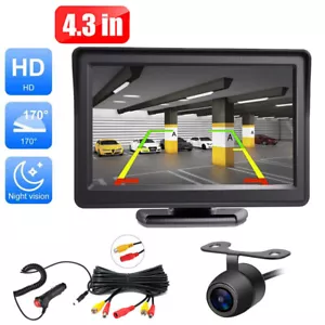 Car Backup Camera Rear View System Night Vision Waterproof+4.3" Wired Monitor - Picture 1 of 13
