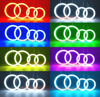 for W204 C350 C63 C300 2008-2011 Bi Xenon headlight RGB LED halo ring Flash DRL - Image 1 of 4
