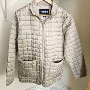 Lands' End Womens Large 14-16 L/P Quilted Metallic Gold Beige Full Zipper Jacket - Picture 1 of 8