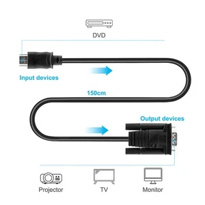 HD To VGA Cable 1080P 60Hz Male To Male Expansion Mirror Mode HDCP 1.2 HD To NEW - Afbeelding 1 van 12