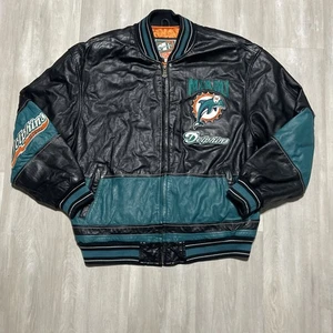 G-III & Carl Banks Rare Vintage Miami Dolphins Leather Jacket Mens Large - Picture 1 of 15