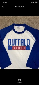 Nike Buffalo Bills Nike Historic Retro Logo Tri-Blend 3/4 Sleeve Raglan T-Shirt - Picture 1 of 3