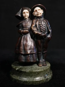 Antique Early 20th C. Bronze Couple Figure on Marble After Peter Tereszczuk - Picture 1 of 23