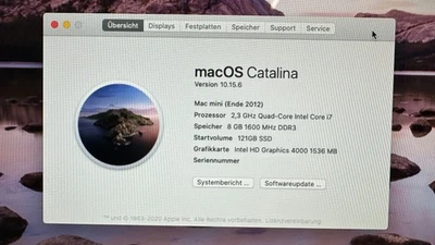 Apple Mac mini 2012  2,3GHz  i7 Quad 8GB RAM   121 GB SSD  MS 2019 Office - Bild 1 von 2