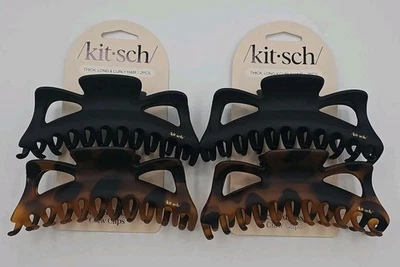 2 Packs (4) Kitsch  Kit-sch  Oversized Extra Large  Long Curly Hair Claw Clip - Image 1 of 3