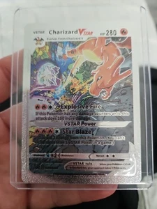 Charizard VStar Silver Foil Fan Art Vinyl Pokemon HP280 Textured Collector Card - Picture 1 of 4