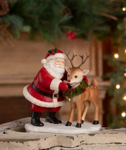 Figura de Navidad Bethany Lowe HO HO Papá Noel con Reno Rudolph TD4174 - Imagen 1 de 2
