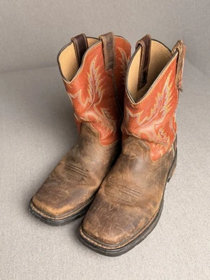 Ariat Workhog Boots Youth 4 Brown Orange Western 10007837 Wiggle Room - Image 1 of 4