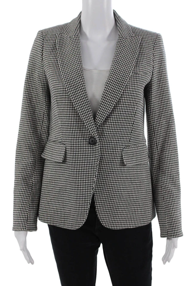Blazer Veronica Barba Mujer Negro Cuadros Manga Larga Cuello Botón Talla 0 Foto 1 de 4