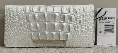 Cartera sin asas Brahmin Melbourne ADY delgada plegable de cuero DAYDREAM blanca perla nueva con etiquetas Foto 1 de 4