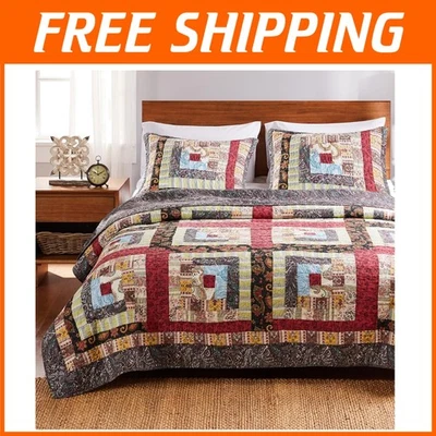 Elegant Patchwork Reversible Quilt Set - 3-Piece King/Cal King for All Seasons - Image 1 of 4