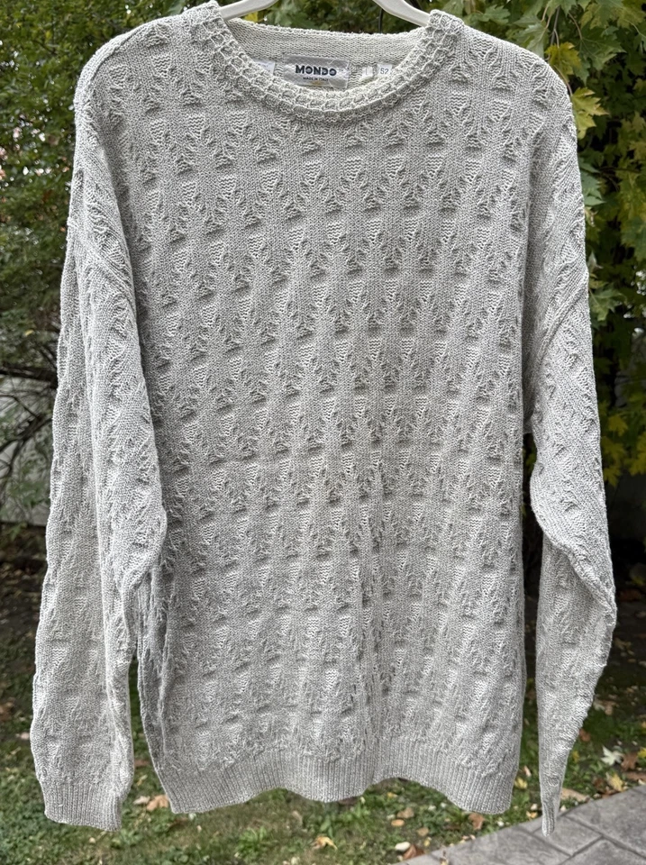 Suéter Tejido Vintage Mondo Beige Mármol Hecho en Italia Talla Grande, Clásico Cálido Foto 1 de 4