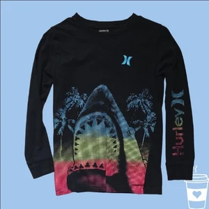 Hurley Kids Black Long Sleeve with Shark and Palm Design - Picture 1 of 5