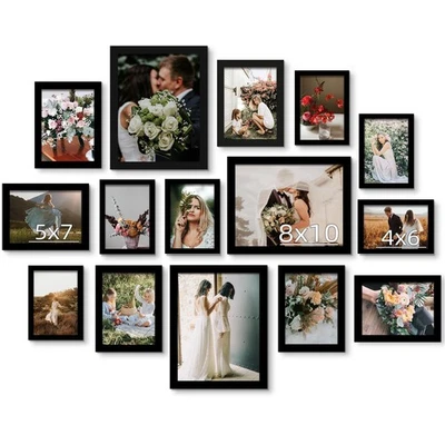 15 Pack Real Glass Picture Frames Collage Wall Decor, Including 3pcs 8x10, 6p... - Image 1 of 4