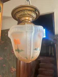 Reclaimed Flush Mount Deco Ceiling Fixture Original Finish & Shade, Free S/H - Picture 1 of 11