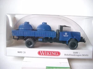 Wiking 1:87 - THW - vagone cisterna ausiliario (MAN) n. 069328 / IMBALLO ORIGINALE - Foto 1 di 8