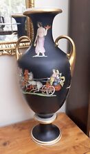 Large F&R Pratt Large Handled Urn Vase Roman Theme Chariot Black c1860