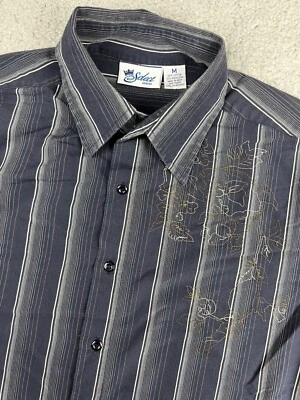 Vintage 90s Y2K ODO Select Shirt Medium Western Floral Embroidered Striped - Image 1 of 4