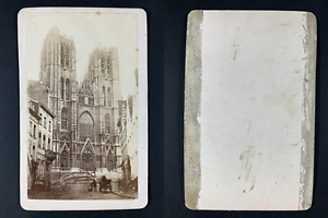 Belgique, Bruxelles, La cathédrale Saints-Michel-et-Gudule Vintage cdv albumen p