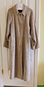 Vintage Burberry Mantel Damen Irish Tweed Wolle Fischgrätmuster mit Gürtel - Bild 1 von 21