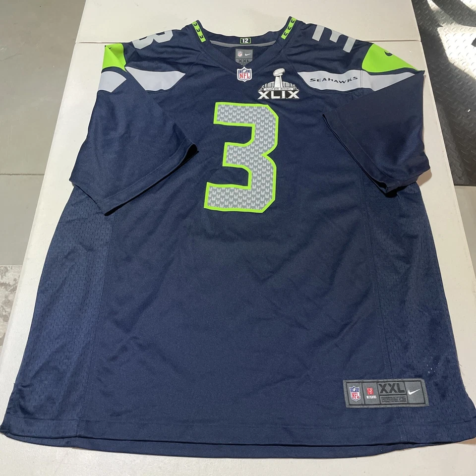 Seattle Seahawks Super Bowl Jersey Russell Wilson Nike 2014 #3 XLIX sz 2XL - Image 1 of 4