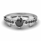 2 Ct Round Cut Black Lab-Created Diamond Batman Style Engagement Ring 925 Silver