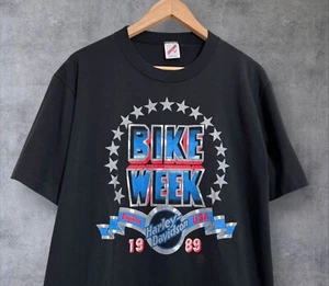 Vintage 80’s Harley Davidson Daytona Bike Week T-Shirt Size L Double Sided 1989 - Picture 1 of 10