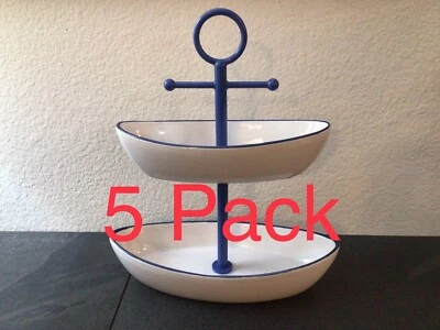 Target Bullseye Nautical Ship Anchor Ceramic Tiered Tray Snack Candy Jewelry (5) - Image 1 of 4