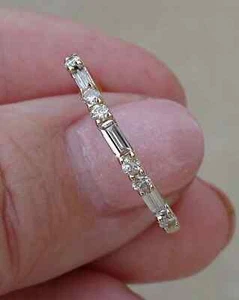1Ct Baguette Cut Natural Moissanite Wedding Band Ring 14K Yellow Gold Plated - Picture 1 of 4