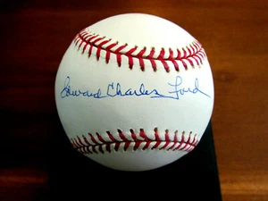 EDWARD CHARLES FORD 1961 MVP YANKEES HOF SIGNED AUTO OML BASEBALL JSA BEAUTY - Picture 1 of 3