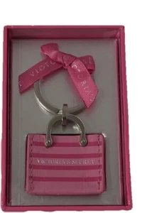 Victoria’s Secret Iconic Stripe Shopper Key Chain Ring Bag Charm Boxed RARE HTF - Picture 1 of 2