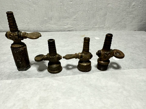 Vintage 1880-1930 Brass Gas Valves (4) - Working /Easy Turn Cover