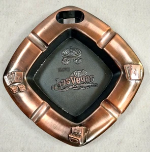 Copper Tone Finish Ashtray Las Vegas Dice, Cards, & Slots Image *Free Shipping - Picture 1 of 3