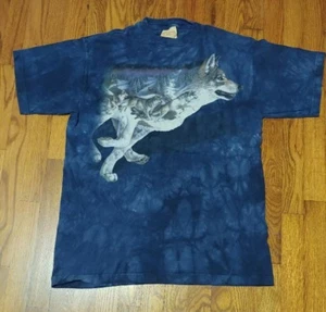 Camiseta Navy Tie Dye Wolf Wolves Snow L 100 % algodón - Imagen 1 de 4