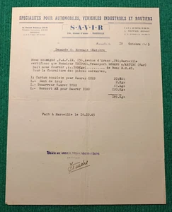DOCUMENT S.A.V.I.R - DEMANDE DE MONNAIE-MATIERE - MARSEILLE 1945 - Imagen 1 de 2