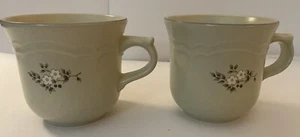 Pfaltzgraff Heirloom Pattern Coffee/Tea Cup Grey with White Flowers Set 2 - Picture 1 of 4