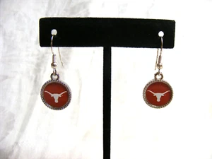 Vintage University of Texas Longhorns Silver Toned Pierced Earrings 15-l - Picture 1 of 8